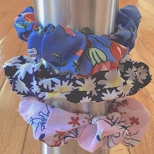 3 pack floral floral print scrunchies
